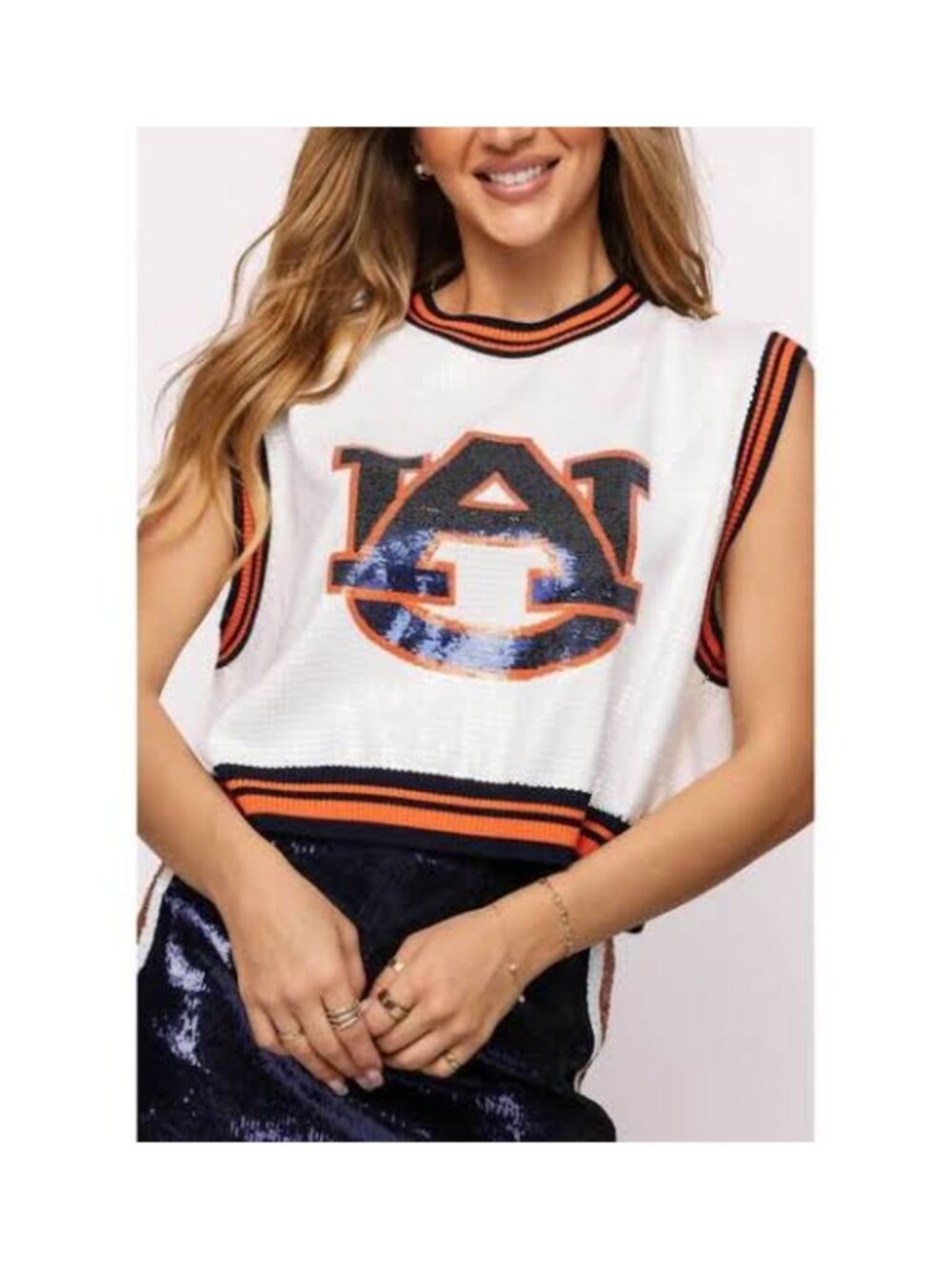 Queen of Sparkles Auburn Tigers Sequin Mascot Tank Vest XXL MSRP $200
